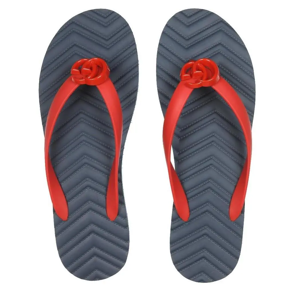 Men`s Red Blue Double G Thong Flip Flops Sandals Shoes 9/US 9.5 by Gucci