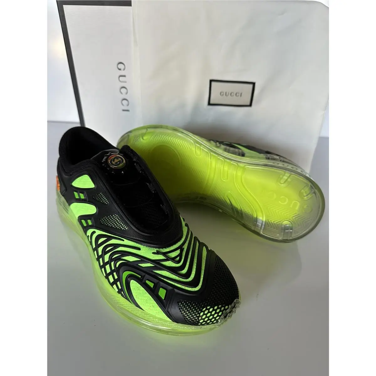 Gucci Ultrapace R Sneakers In Black and Green 8.5 US Gucci 8 620337 IT