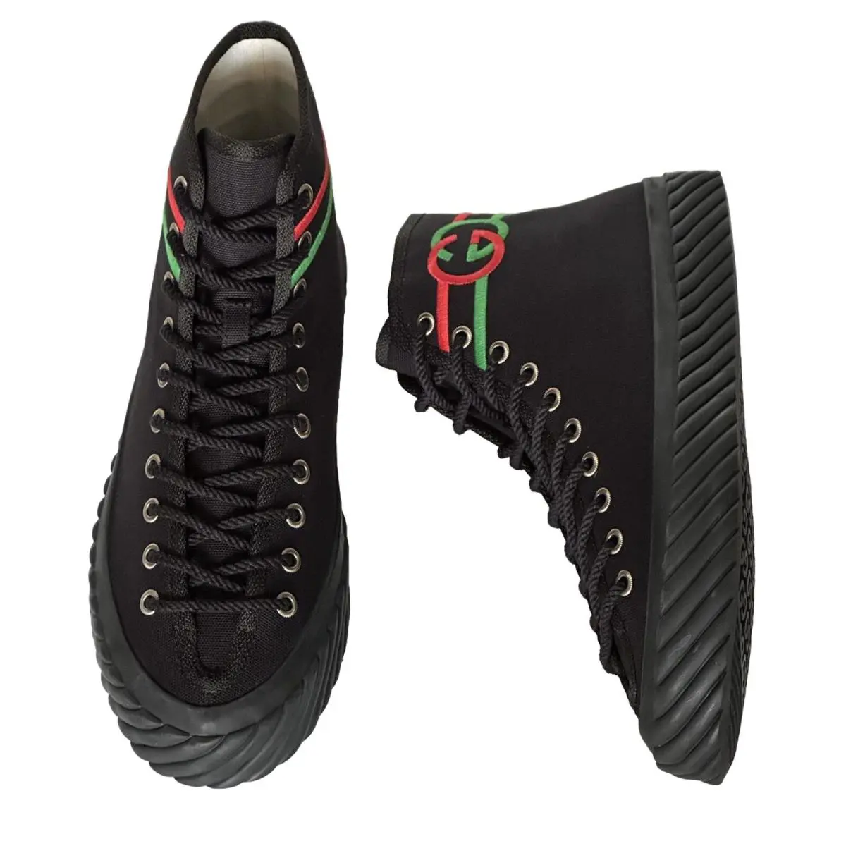 Gucci Fabric Black High-top Sneakers 12.5 US Gucci 11.5 703033 Spa