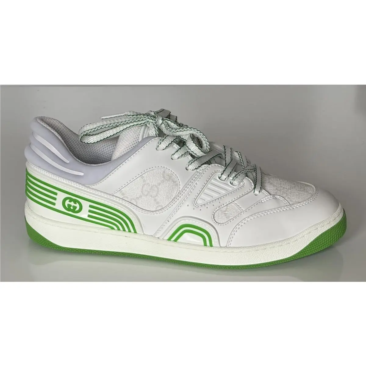 Gucci Women GG Demetra Basket Sneakers White/green 9.5 US/39.5 700290