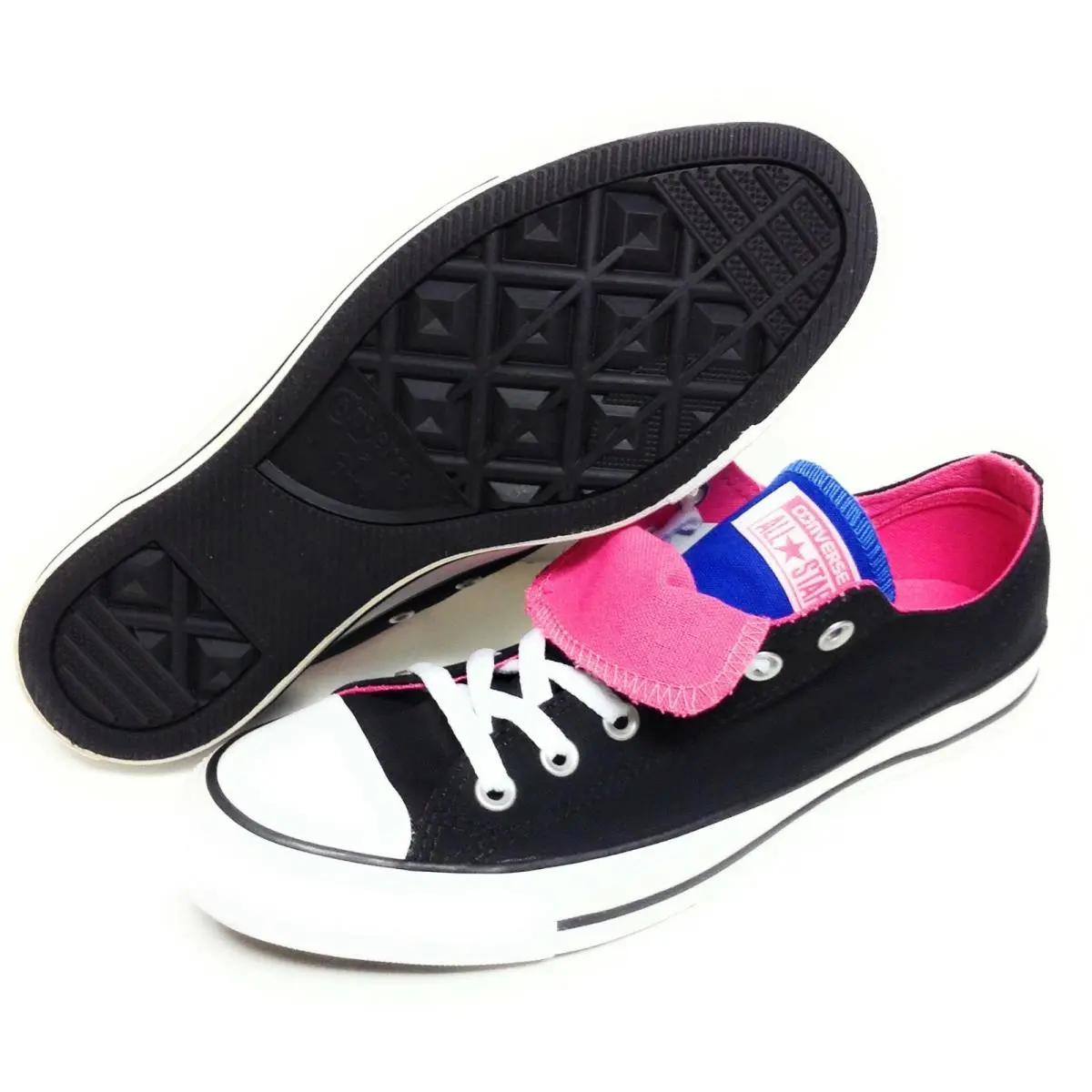 Womens Converse CT All Star Double Tongue 558580F Black Pink Blue Sneakers Shoes