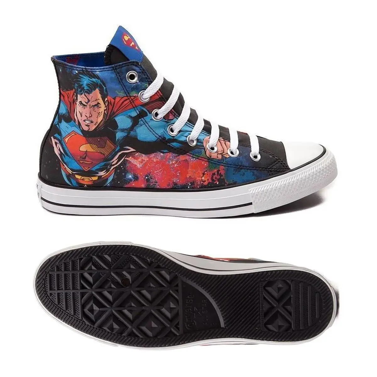 Converse Chuck Taylor All Star CT Hi Superman DC Comics 150444C Men`s Size 4.5 - Blue/Black/Red