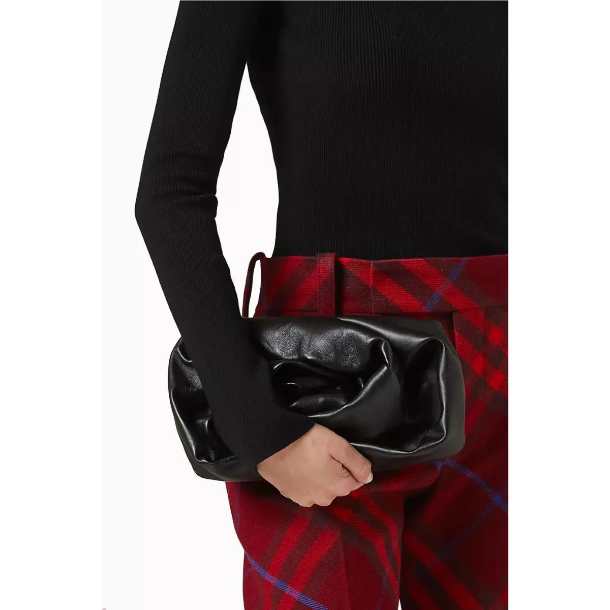 Burberry Women`s Black Leather Rose Clutch Bag Medium Size Pouch