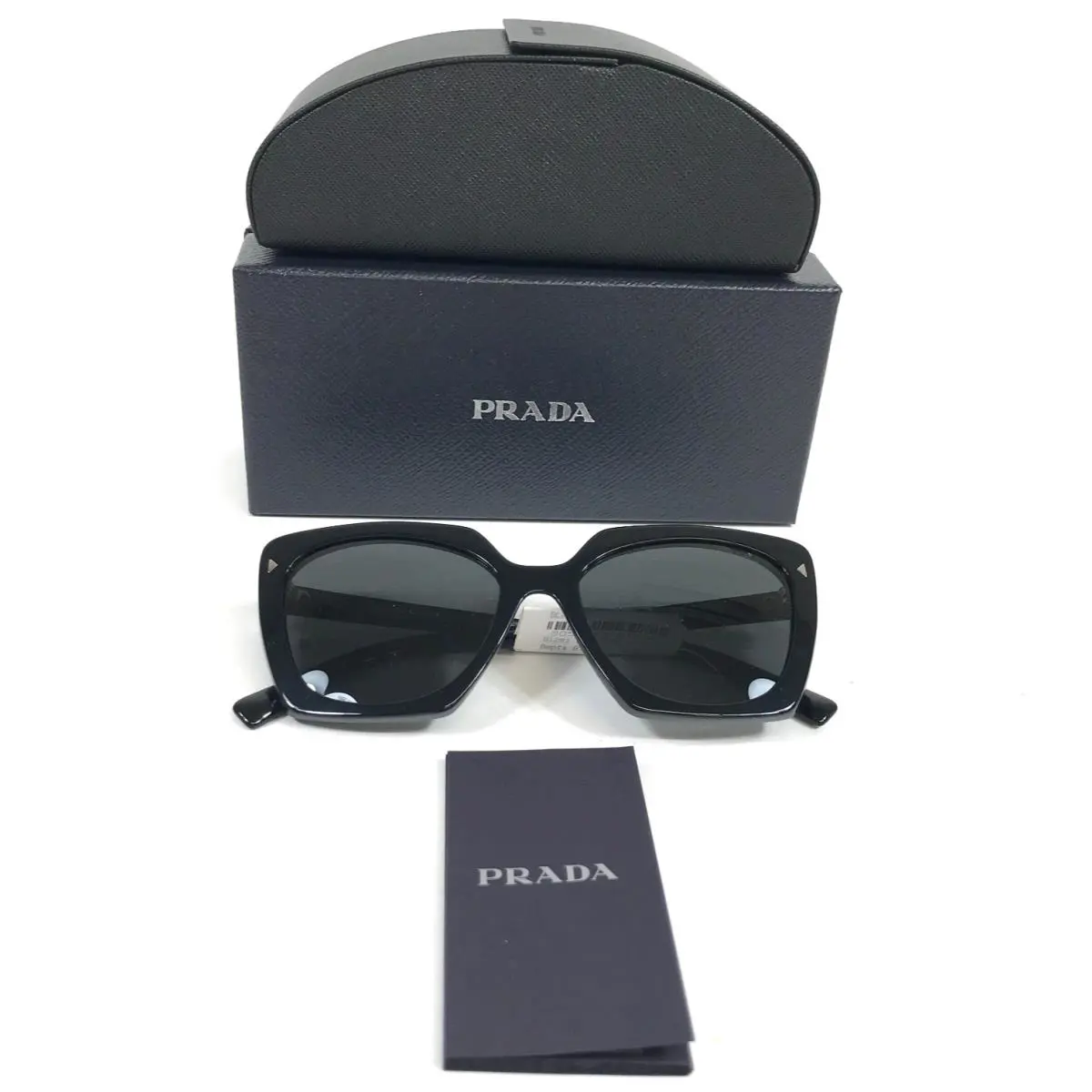 Prada Sunglasses SPR23Z 16K-5S0 Shiny Black Butterfly Frames w/ Dark Gray Lenses