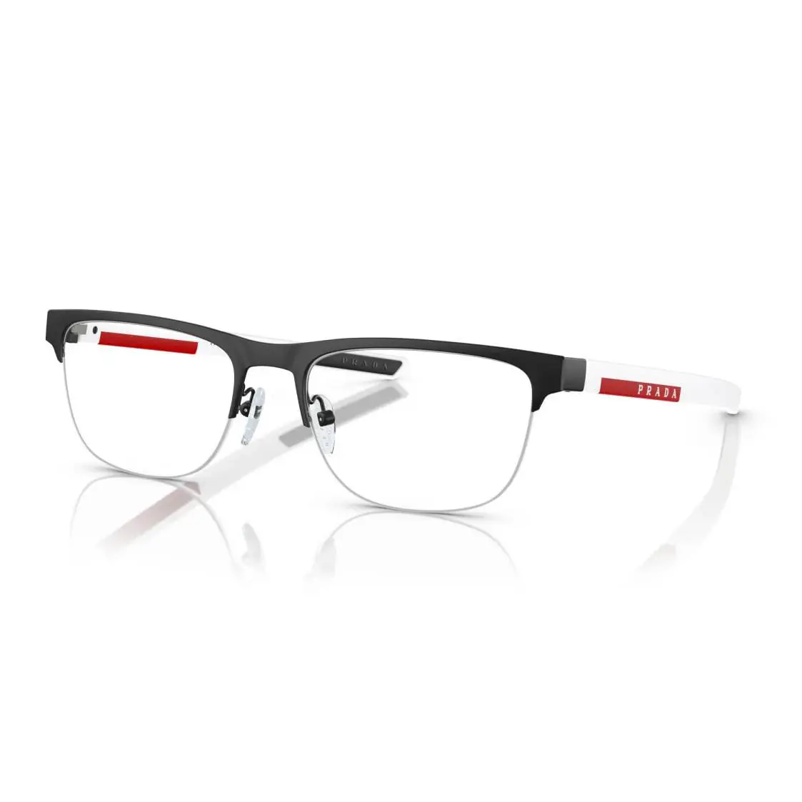 Prada Linea Rossa Eyewear PS51QV DG01O1 57 Matte Black Half Rim Frmae - Frame: Black, Lens: Clear