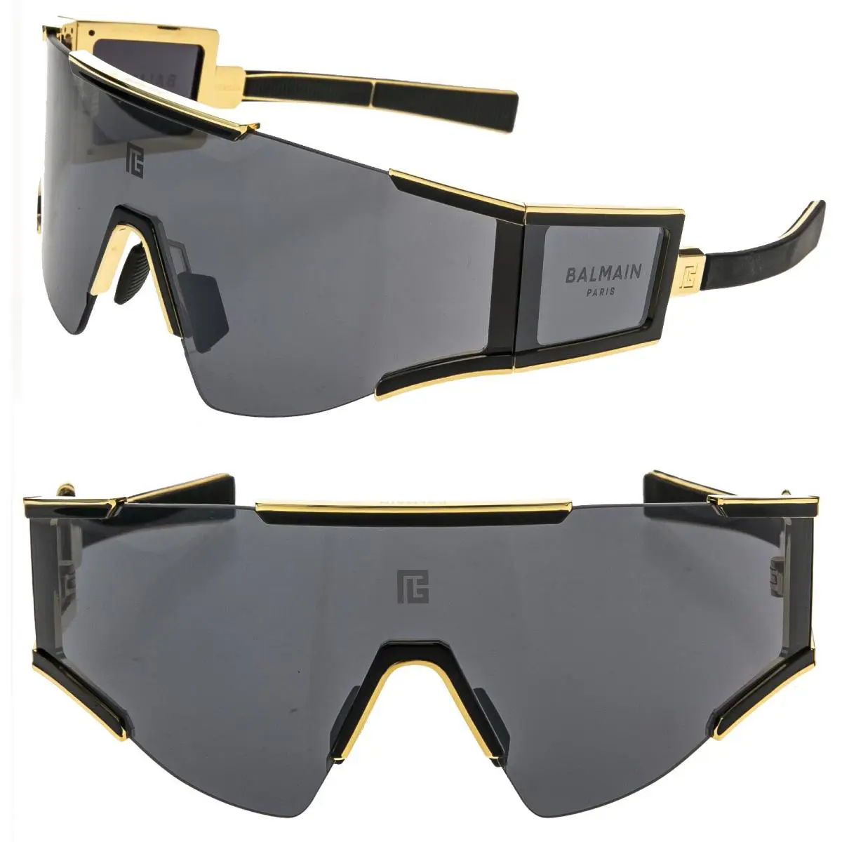 Balmain Fleche BY Akoni BPS138 Titanium Gold Black Fashion Wrap Bps 138 Sunglass