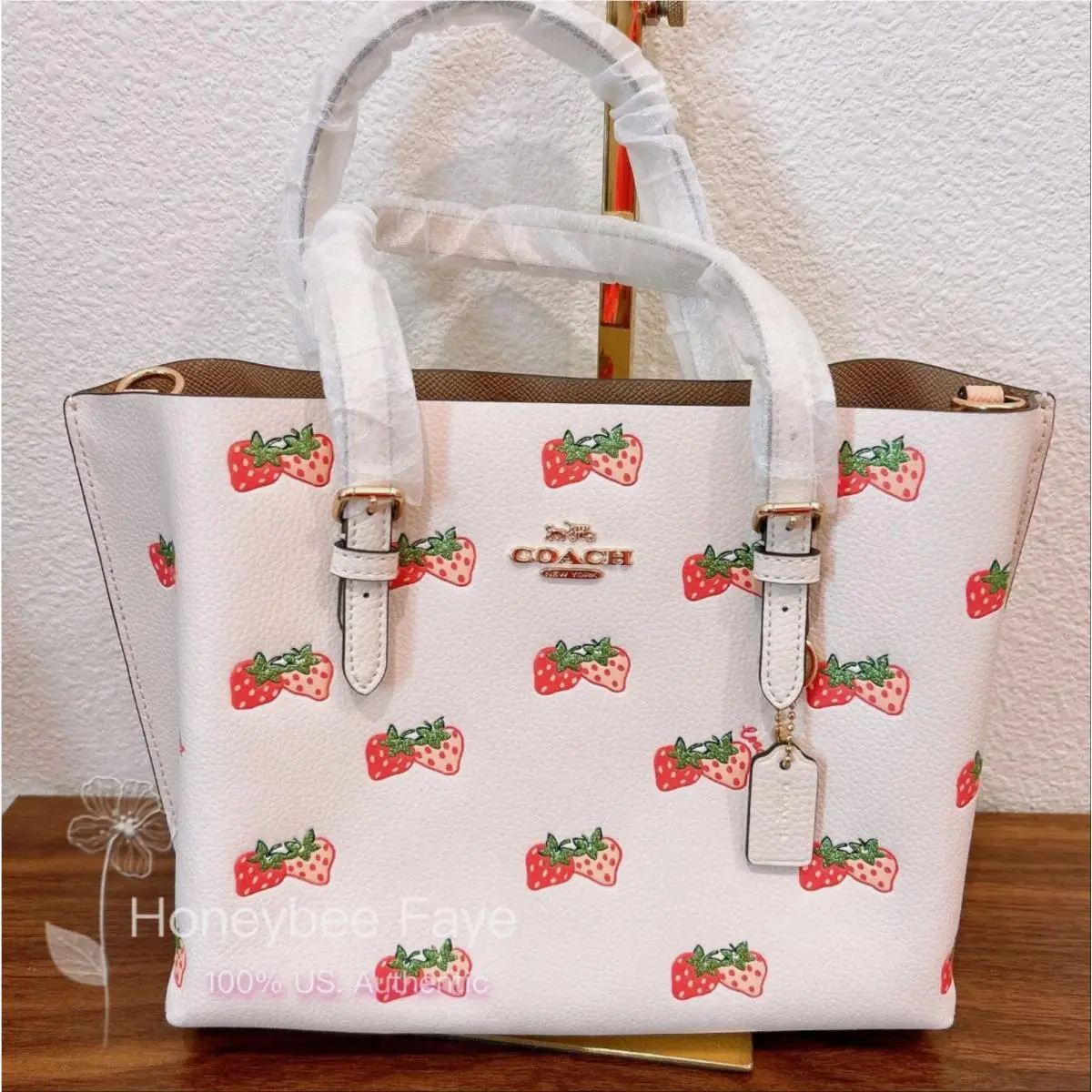 Mollie Tote Bag 25 with Strawberry/lemon/orange Print CAL66/CAL78 CB600 Gold/Chalk Multi by Coach
