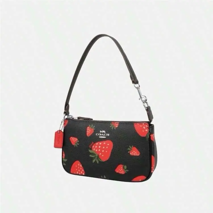 Coach Nolita 19 Leather Shoulder Bag with Strawberry Print Cute 7.5”x4.5”x2”