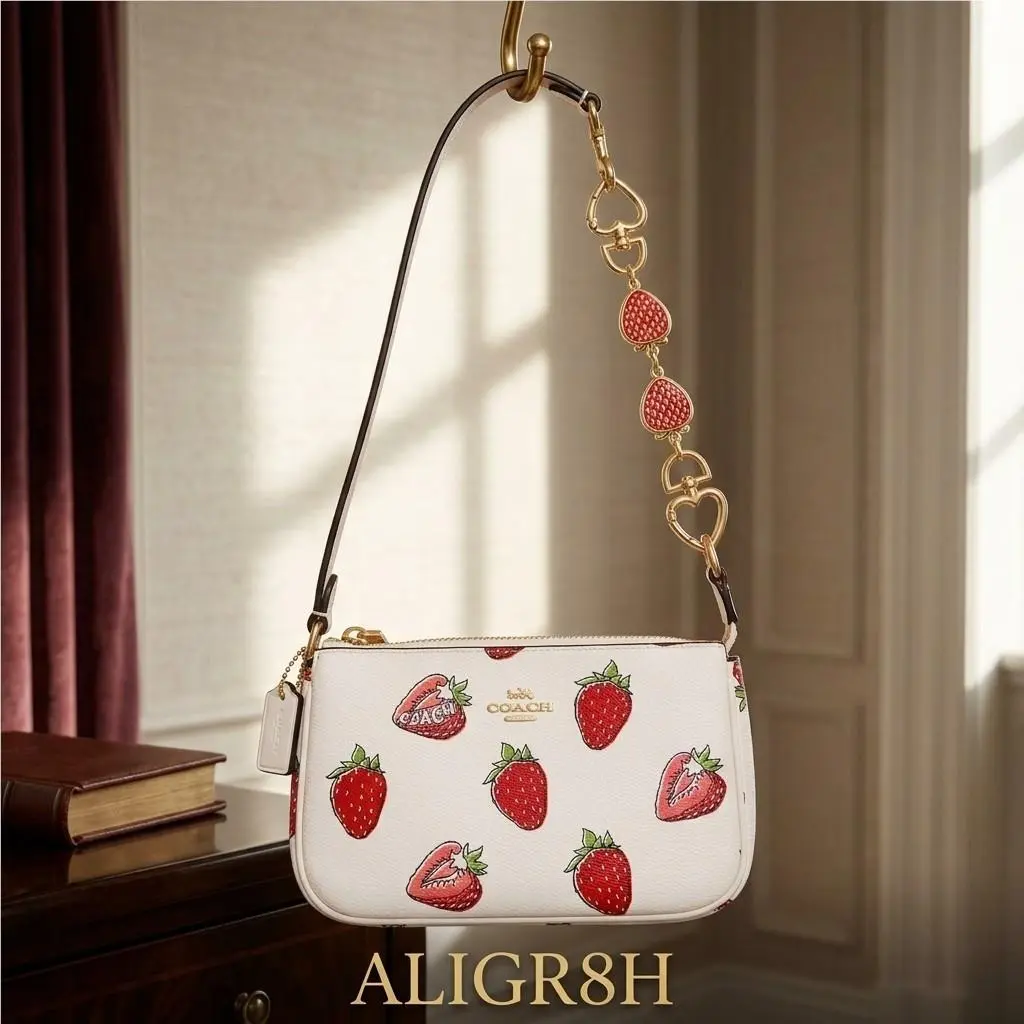 Nolita 19 Leather Shoulder Bag Strawberry Print CAL25 Crossbody Purse by Coach