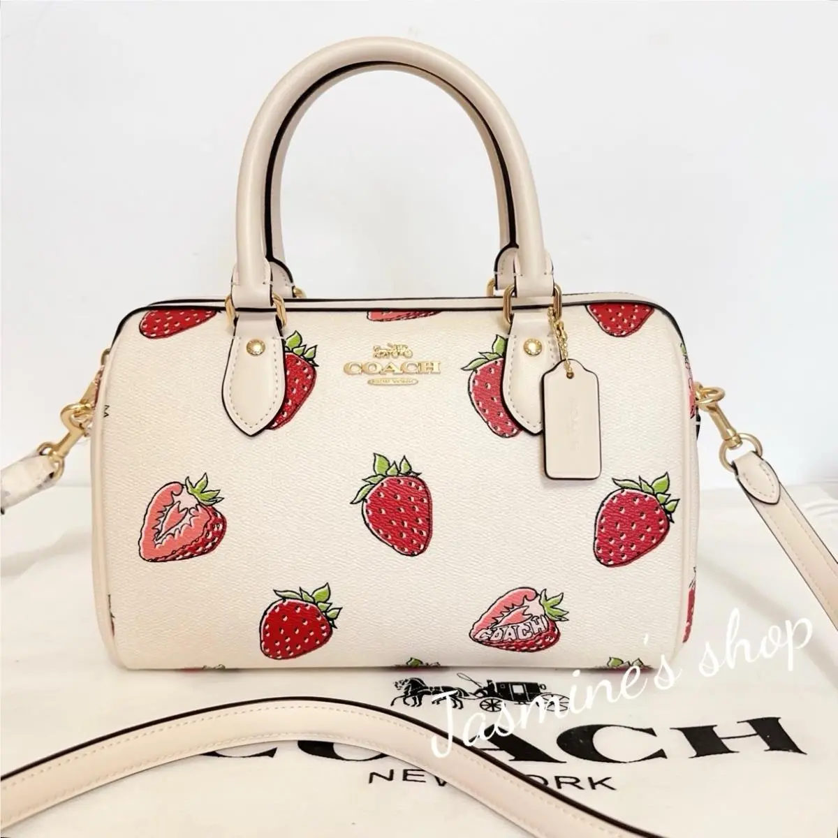 Coach Rowan Satchel Bag with Strawberry Print CAL63