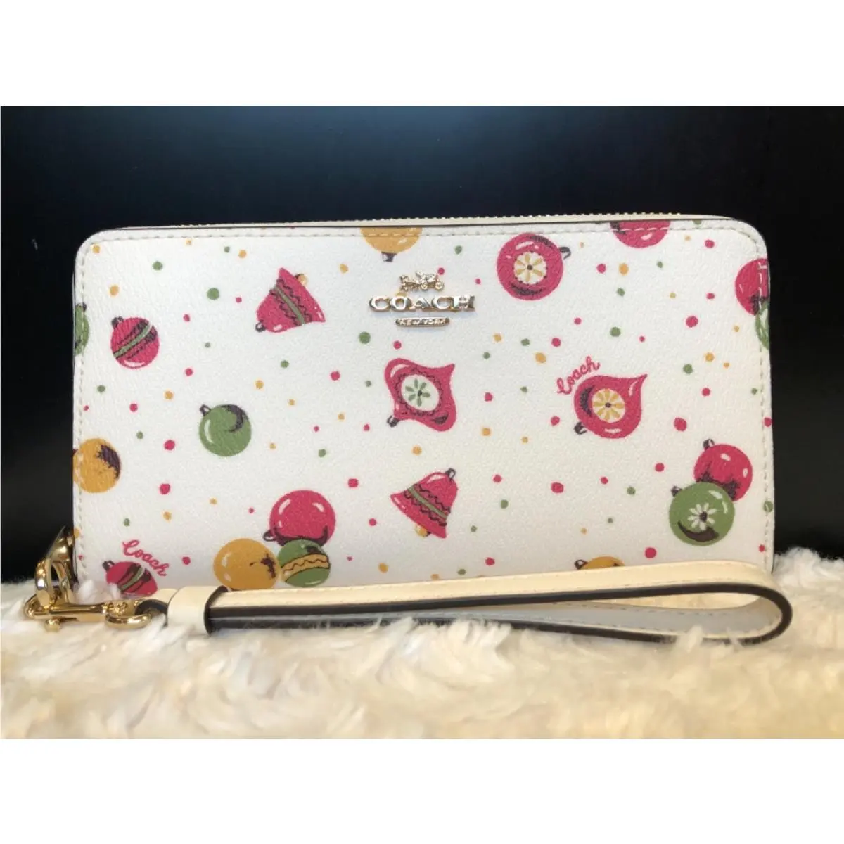 Coach C7410 Long Zip Around Wallet with Ornament Print Gold Chalk Multi