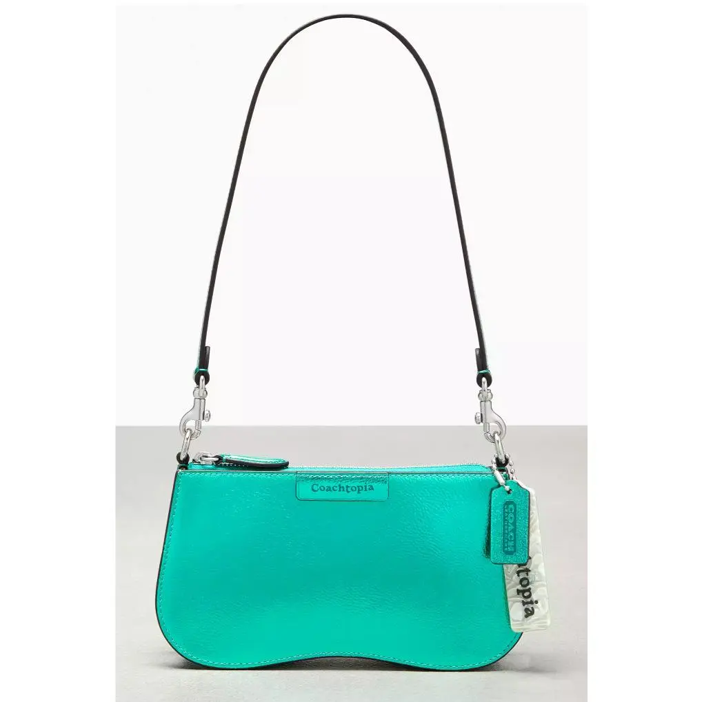 Coach Small Wavy Shoulder Bag - CU873 Metallic Green Coachtopia Leather
