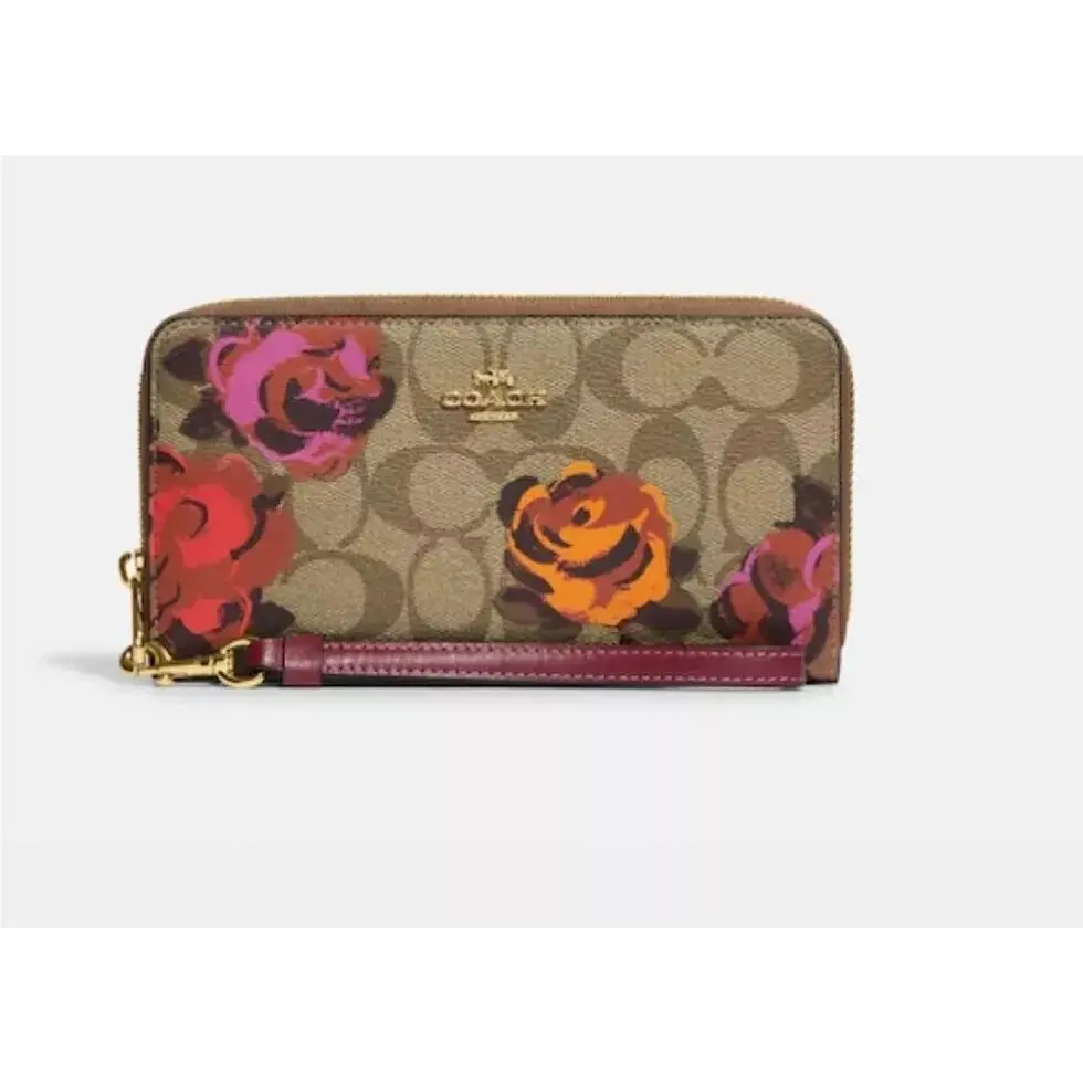 Coach Long Zip Around Wallet in Signature Canvas W/jumbo Floral Print