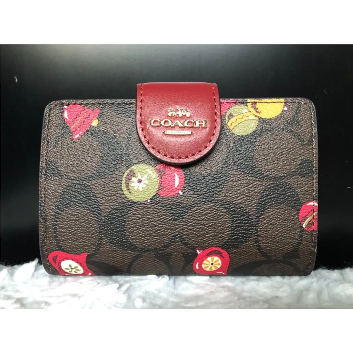 Coach C7414 Medium Corner Zip Wallet In Signature Canvas with Ornament Print