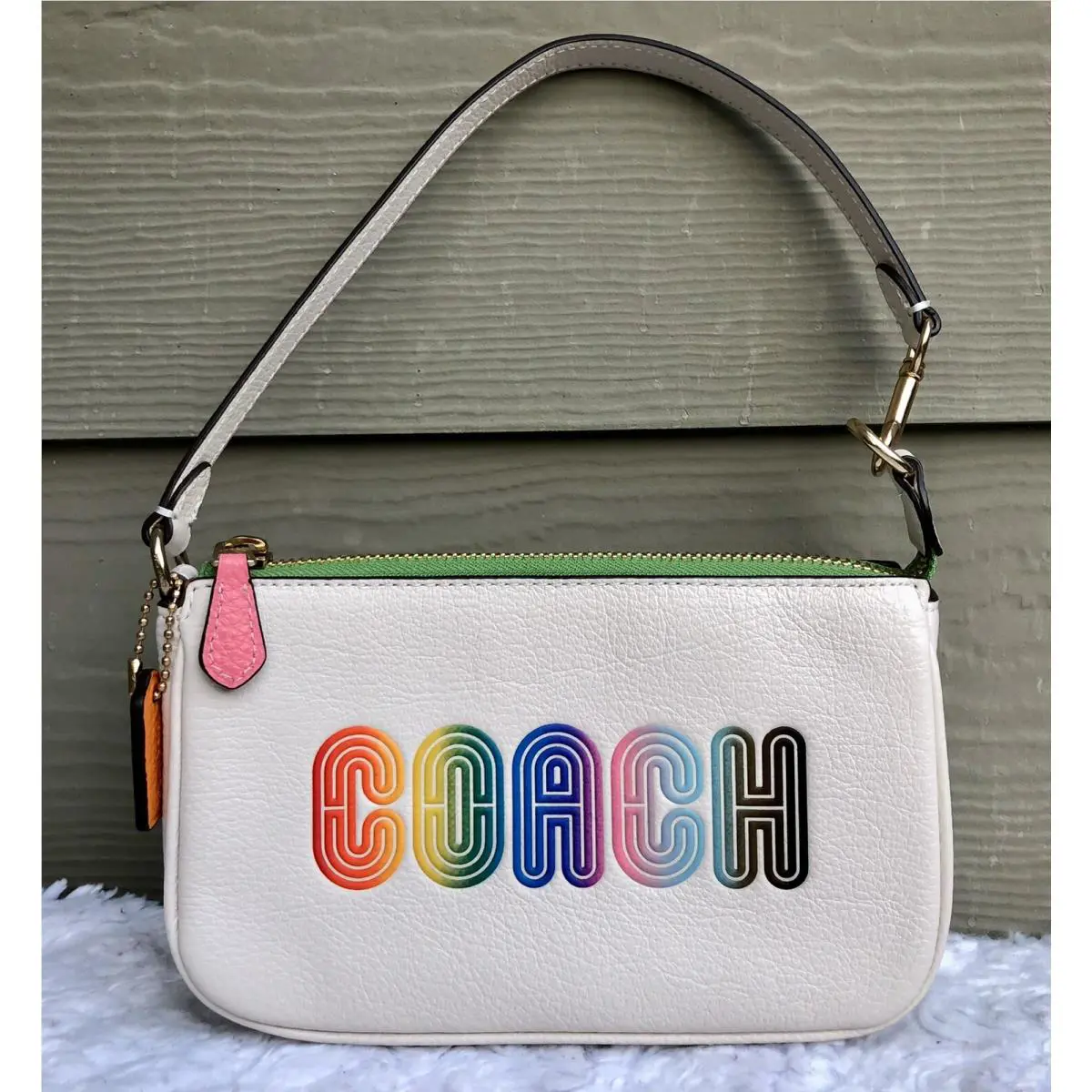 Coach Nolita 19 with Rainbow Coach in Gold/chalk Multi Color