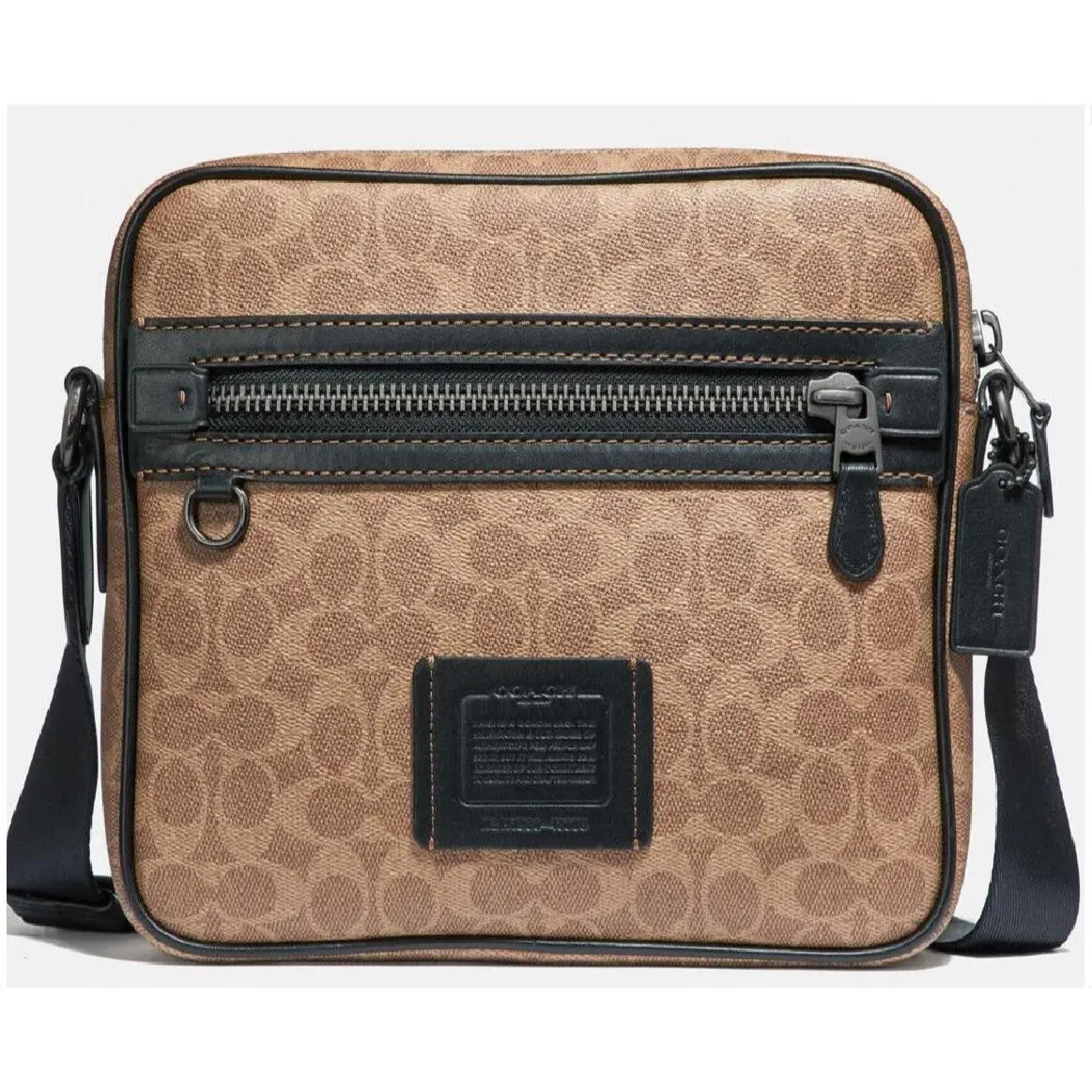 Dylan 27 Signature Canvas Leather Crossbody Flight Bag 43008 In Khaki by Coach