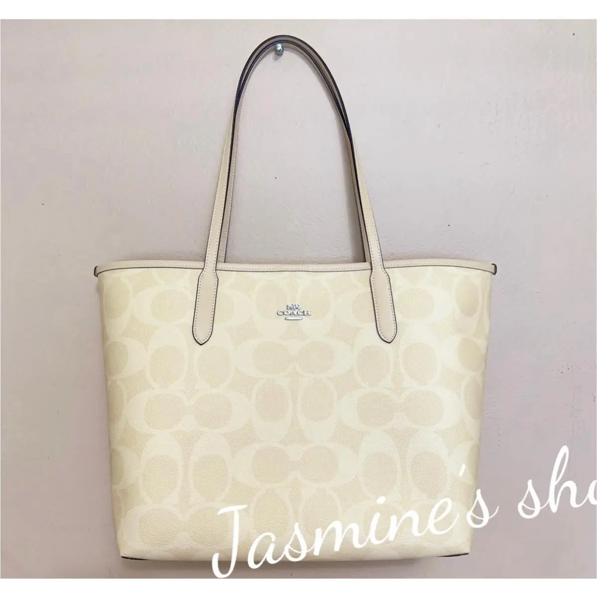 Coach City Tote Bag In Signature Canvas CAL49 Signature Canvas/silver/hay