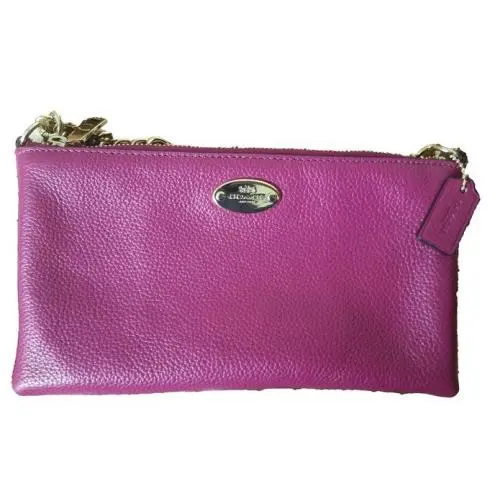 Coach Pebbled Leather Quinn Crossbody Shoulder Bag Chain Strap Cranberry F52709