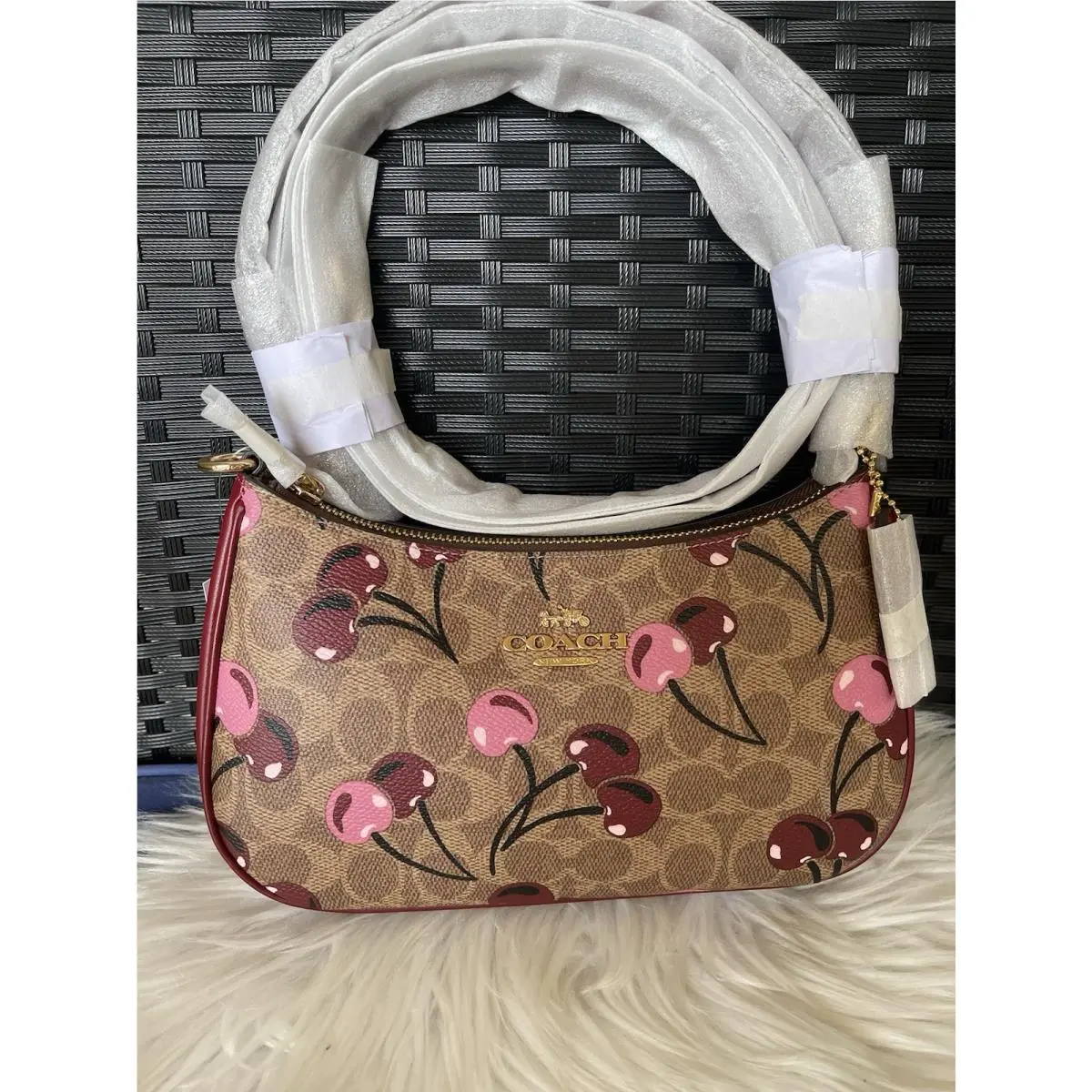 Coach Teri Shoulder Bag In Signature Canvas with Cherry Print CY694