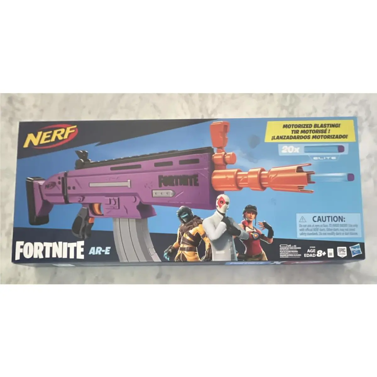 Nerf Fortnite Ar-e Purple Scar Dart Motorized Blasting Box