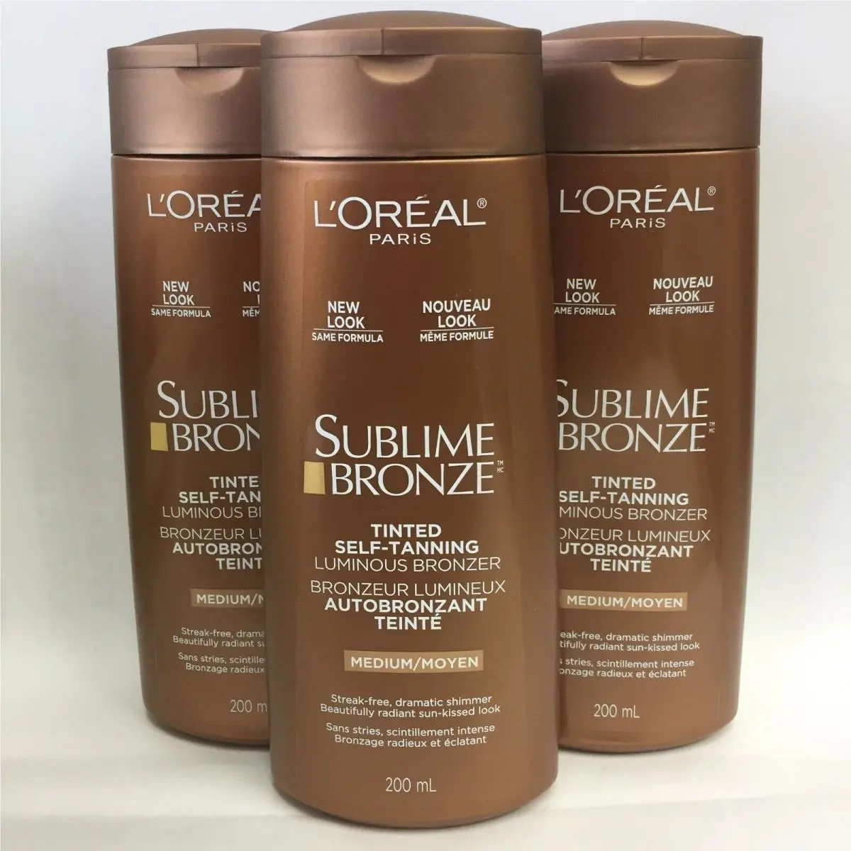 3 X L`oreal Paris Sublime Tinted Self-tanning Lotion Luminous Bronzer Medium 6oz