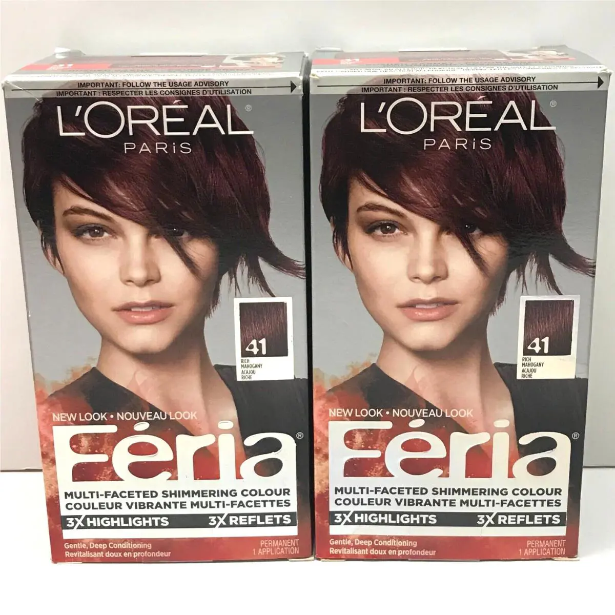 4 L`oreal Paris Feria Multi-faceted Shimmering Hair Color 41 Crushed Garnet