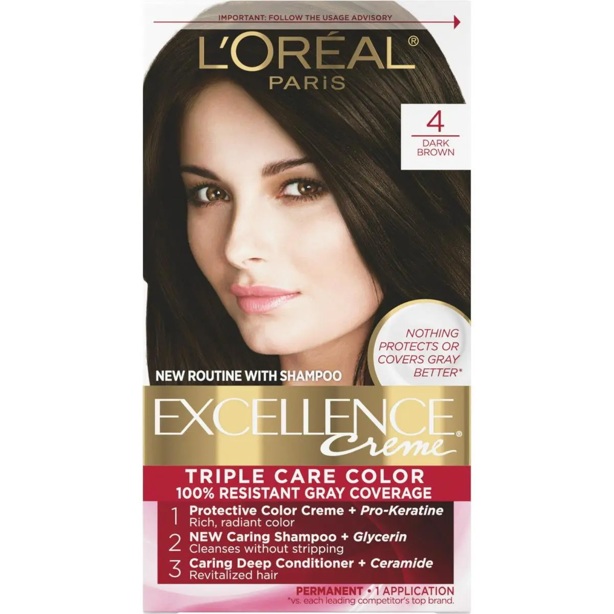 L`oreal Paris Excellence Creme Permanent Haircolor 4 Dark Brown 24 Pack