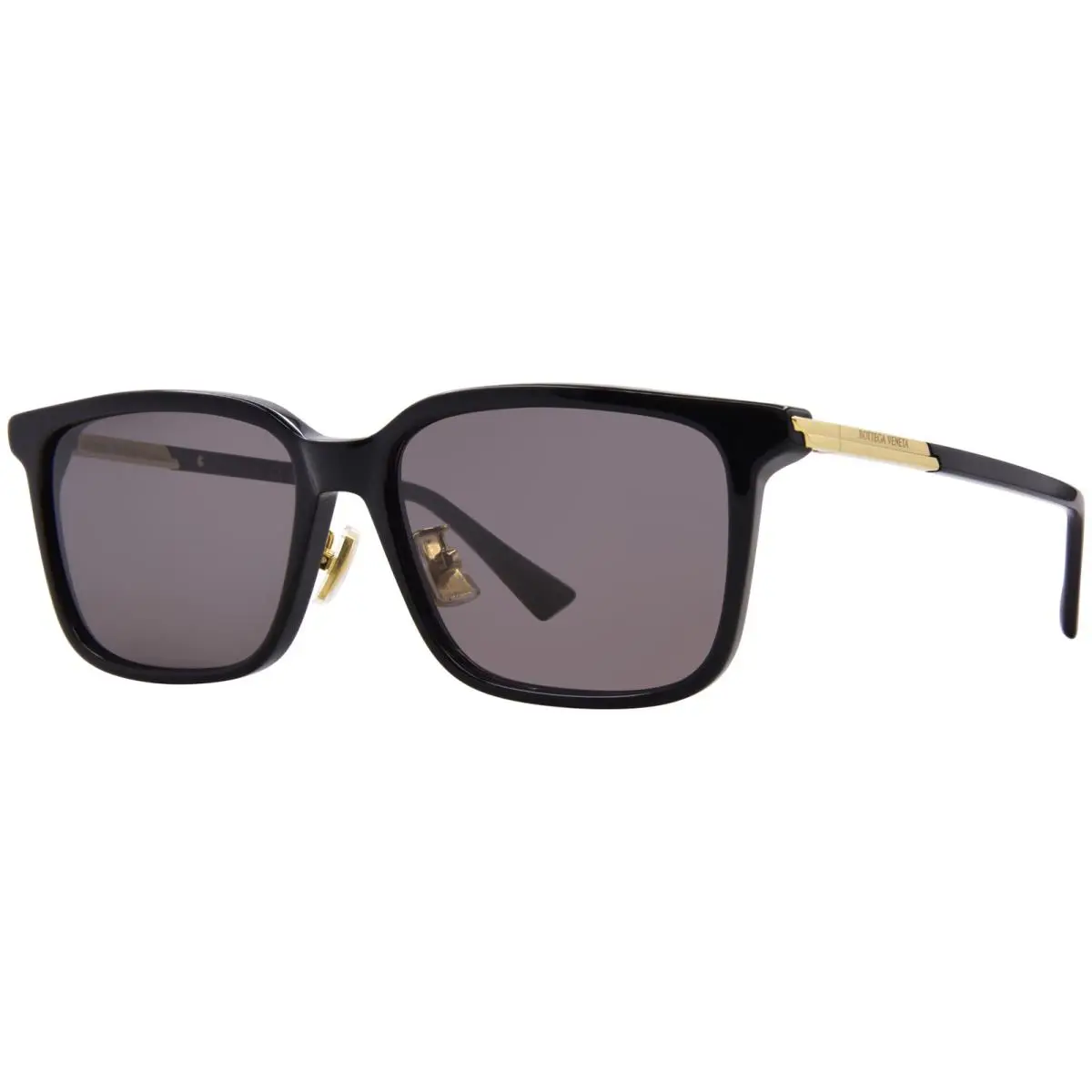Bottega Veneta BV1374SK 005 Sunglasses Mens Black/gold/grey Rectangle Shape 56mm - Frame: Black, Lens: Gray