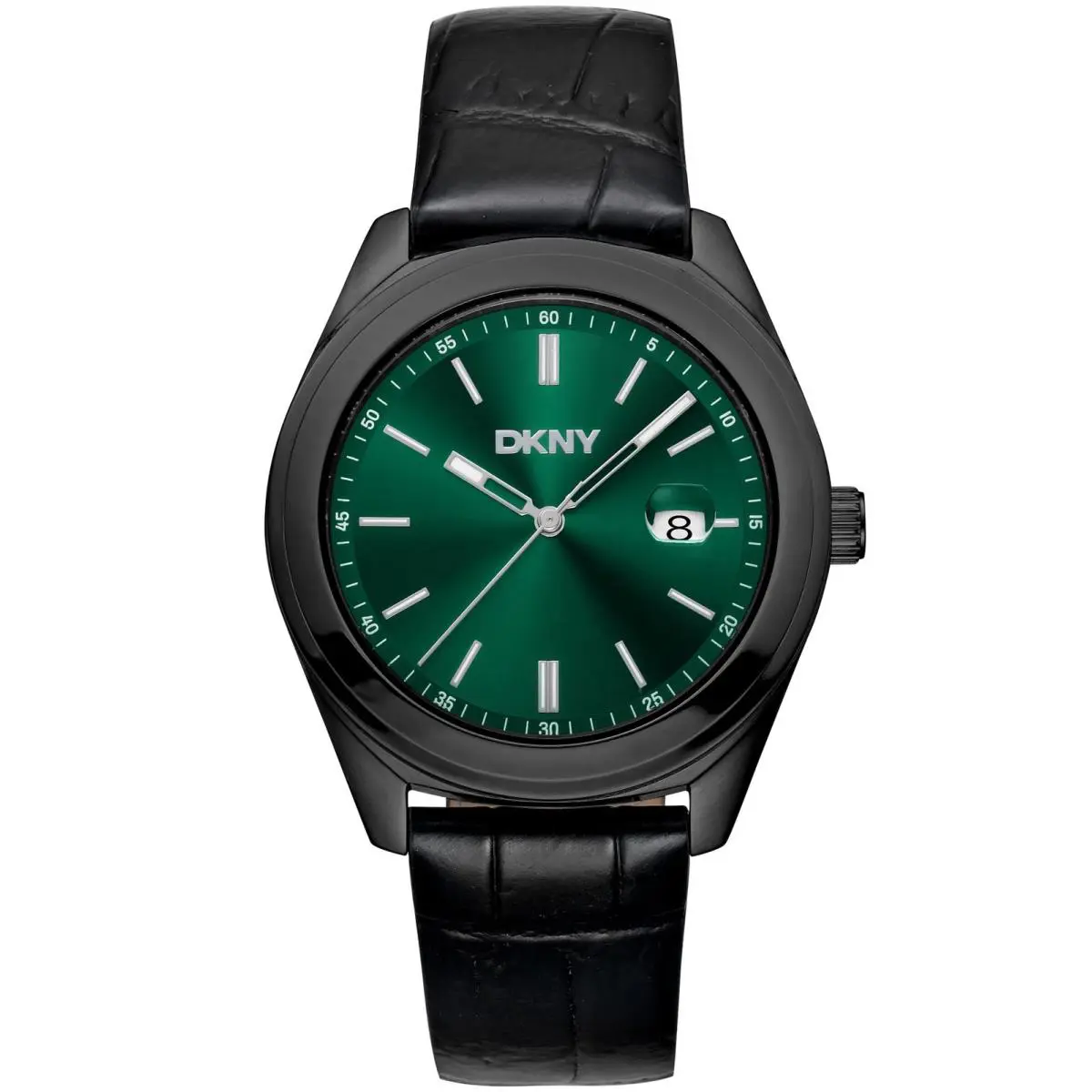 Dkny Men`s DK1G069L0025 Everyday Modernist Green Dial Black Leather Watch