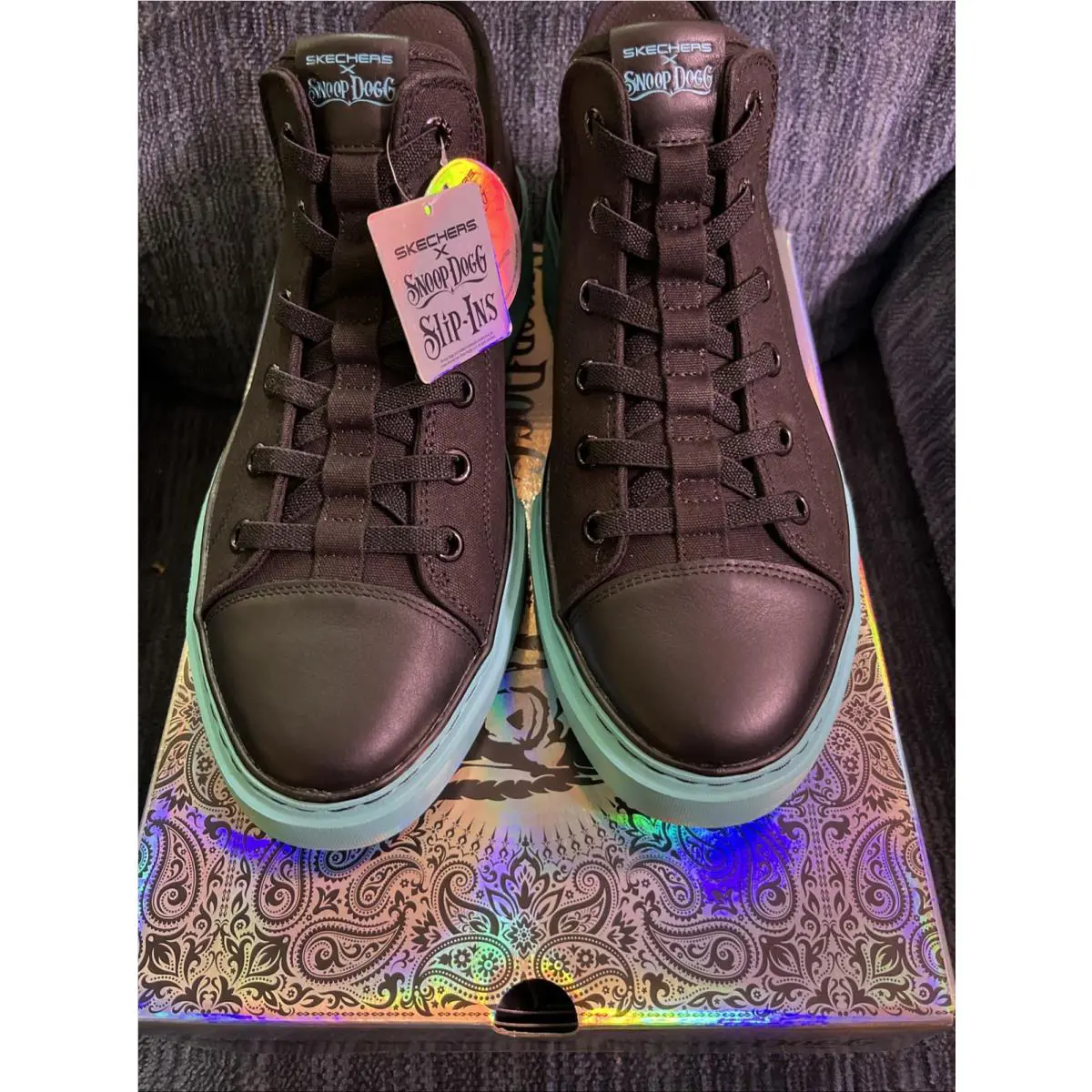 Skechers shoes - Skechers Snoop One Og Canvas Snoop Dogg - 251032 - Black / Aqua (UPC: 0197976283275) 1