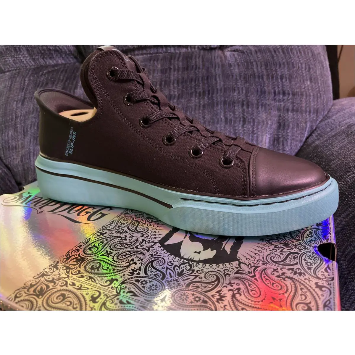 Skechers shoes - Skechers Snoop One Og Canvas Snoop Dogg - 251032 - Black / Aqua (UPC: 0197976283275) 3