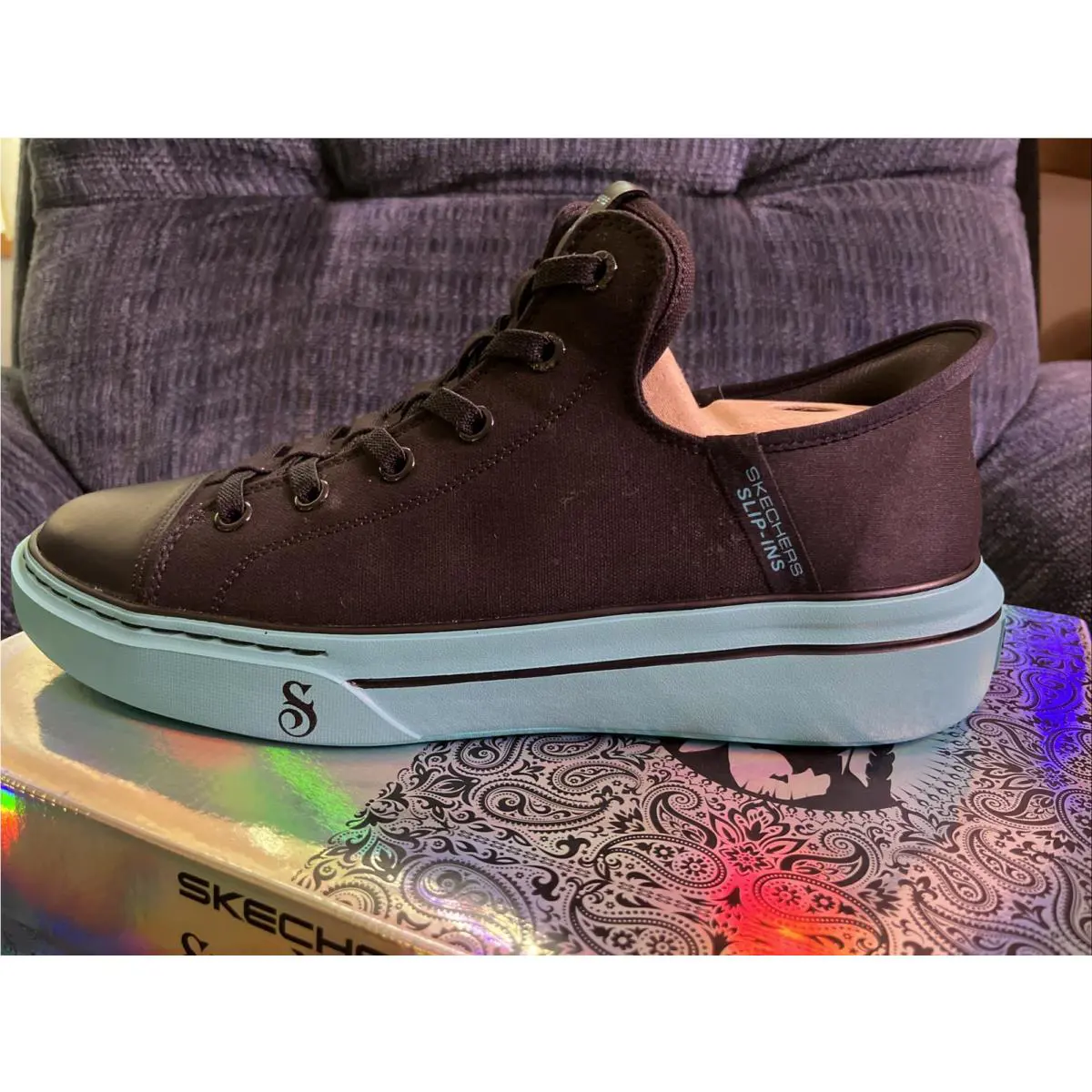 Skechers shoes - Skechers Snoop One Og Canvas Snoop Dogg - 251032 - Black / Aqua (UPC: 0197976283275) 6