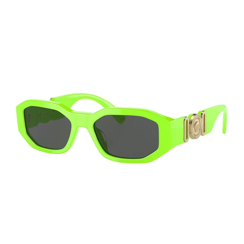 Versace VK 4429U 536987 Fluo Green Plastic Irregular Sunglasses Grey Lens