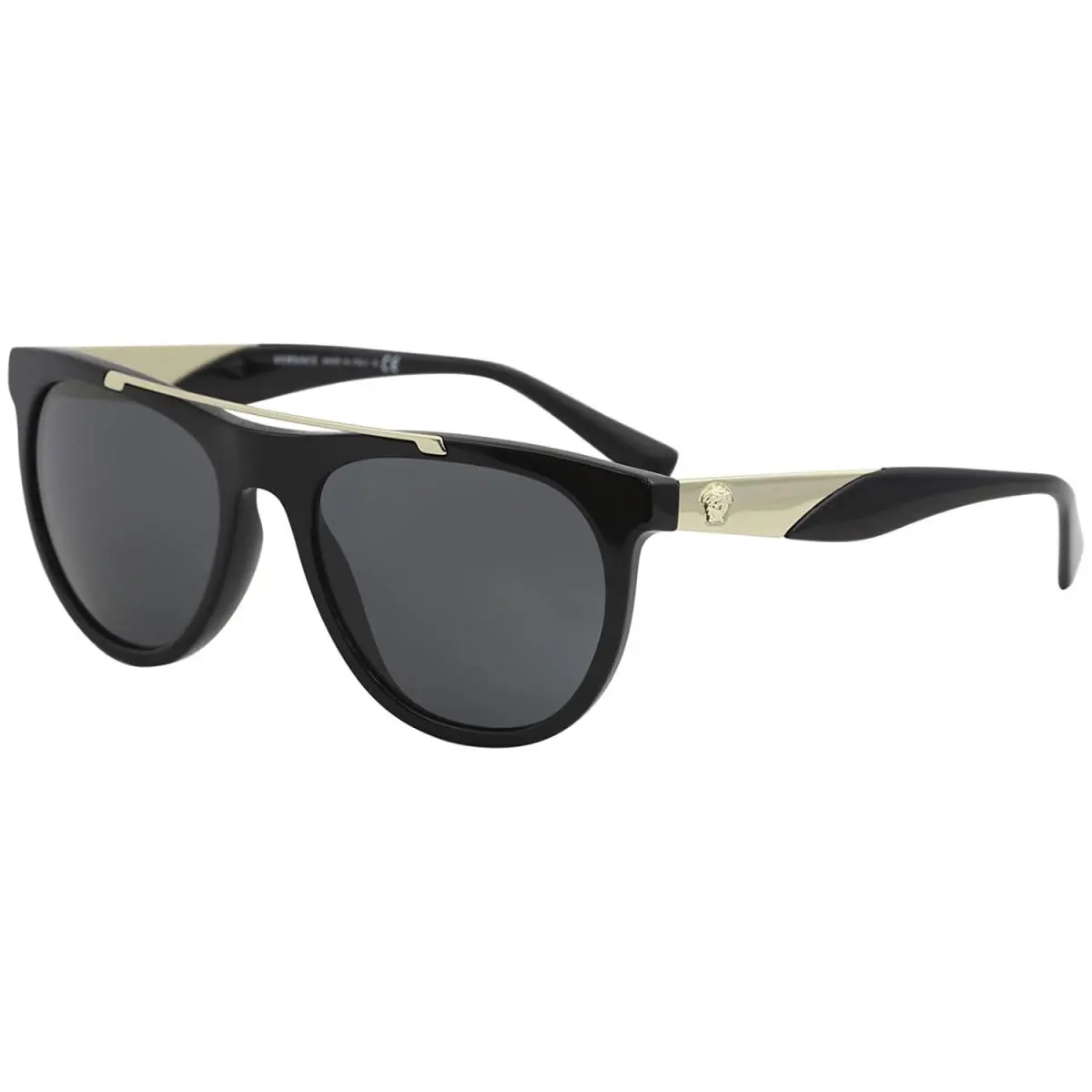 Versace Sunglasses VE4347 GB1/87 56mm Black-gold / Grey Lens - Frame: Gold, Lens: Grey