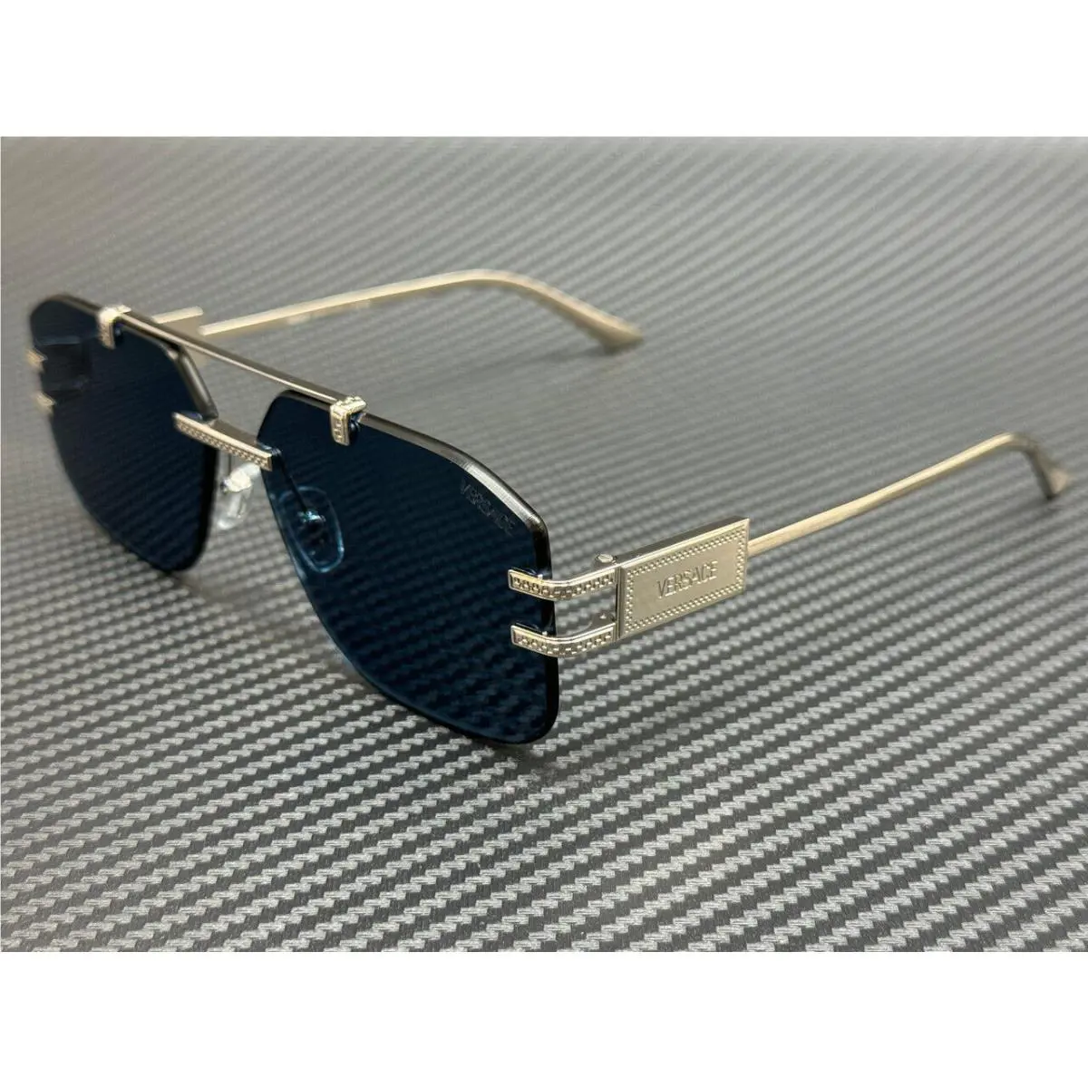 Versace VE2275 100080 Silver Blue Men`s 60 mm Sunglasses