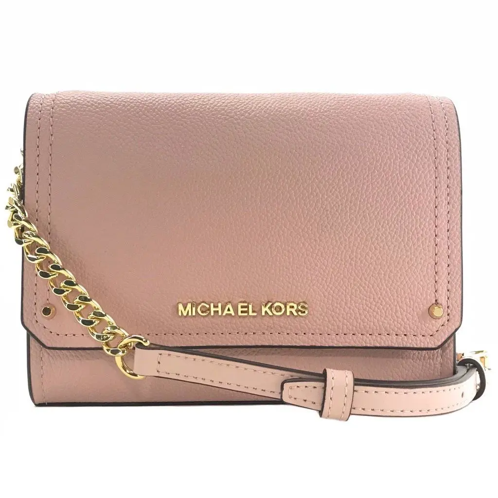 Hayes Small Leather Clutch Crossbody Bag Pink by Michael Kors