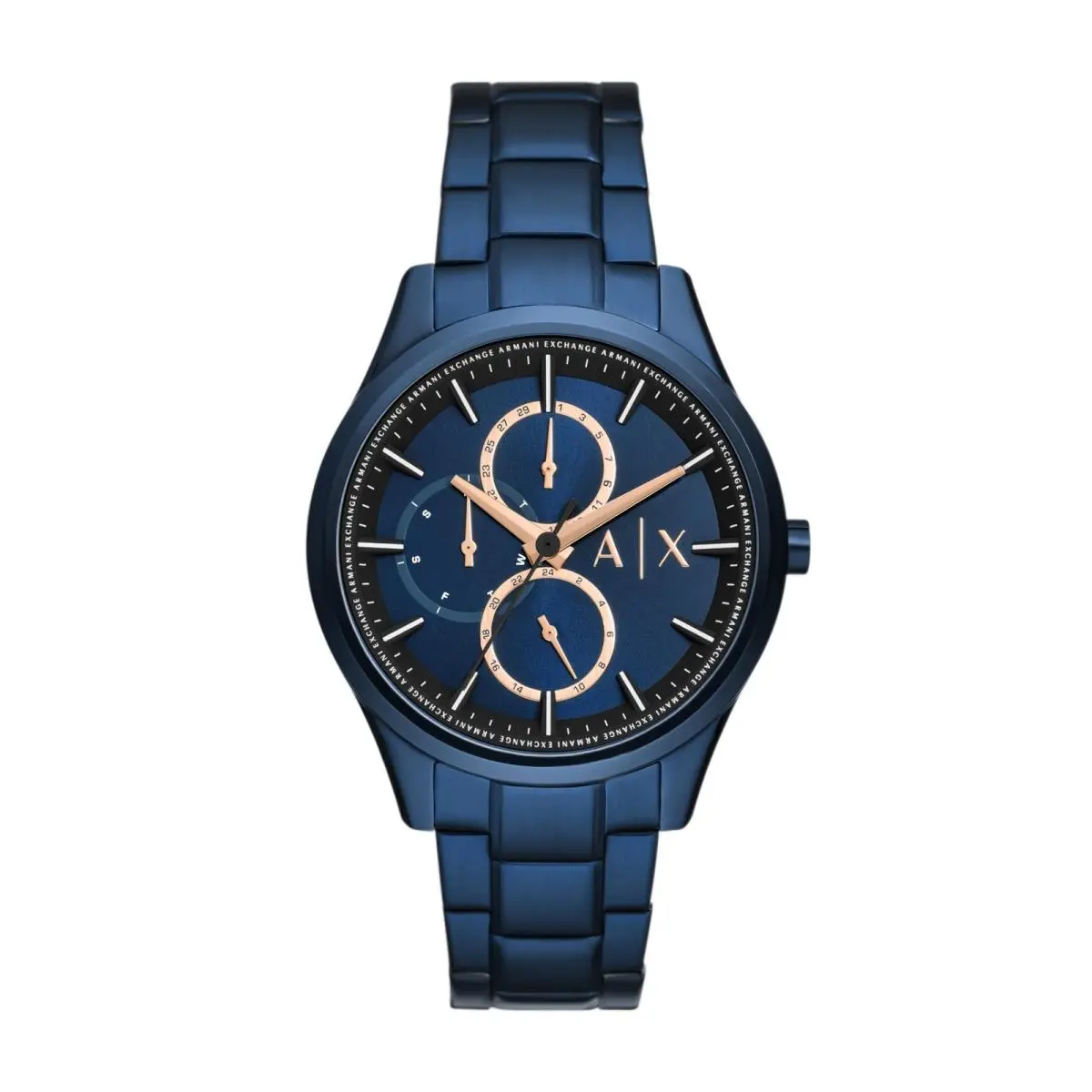 A X Men`s Multifunction Analog Watch Blue/rose Gold Accents by Armani Exchange