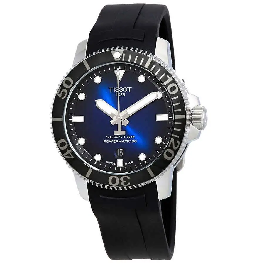 Tissot Seastar 1000 Automatic Blue Dial Men`s Watch T1204071704100 - Dial: Blue, Band: Black, Bezel: Black