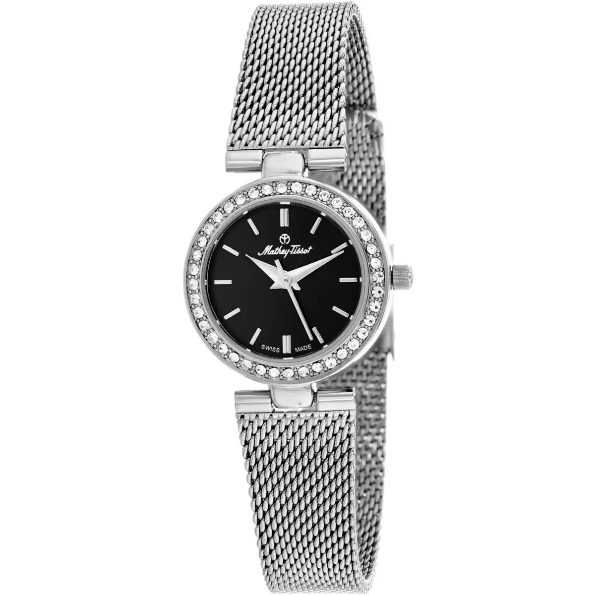 Mathey Tissot Women`s Watch Fleury XV Quartz Black Dial Silver Bracelet F003AN