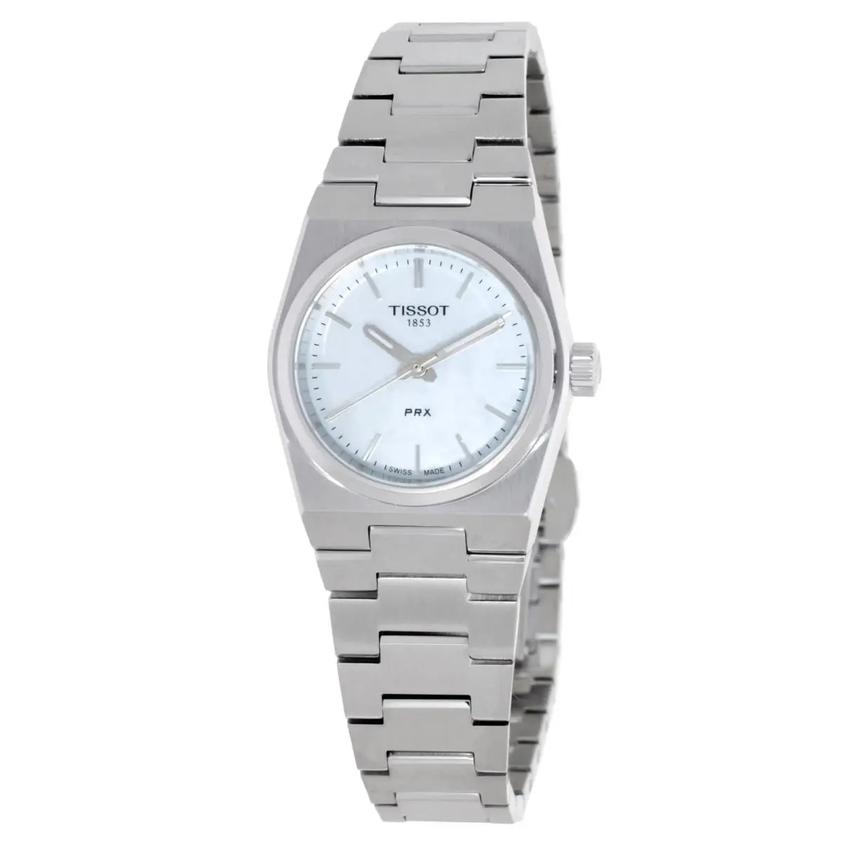 Tissot Prx Quartz White Mop Dial Ladies Watch T1370101111100 - Dial: White Mother of Pearl, Band: Silver-tone, Bezel: Silver-tone