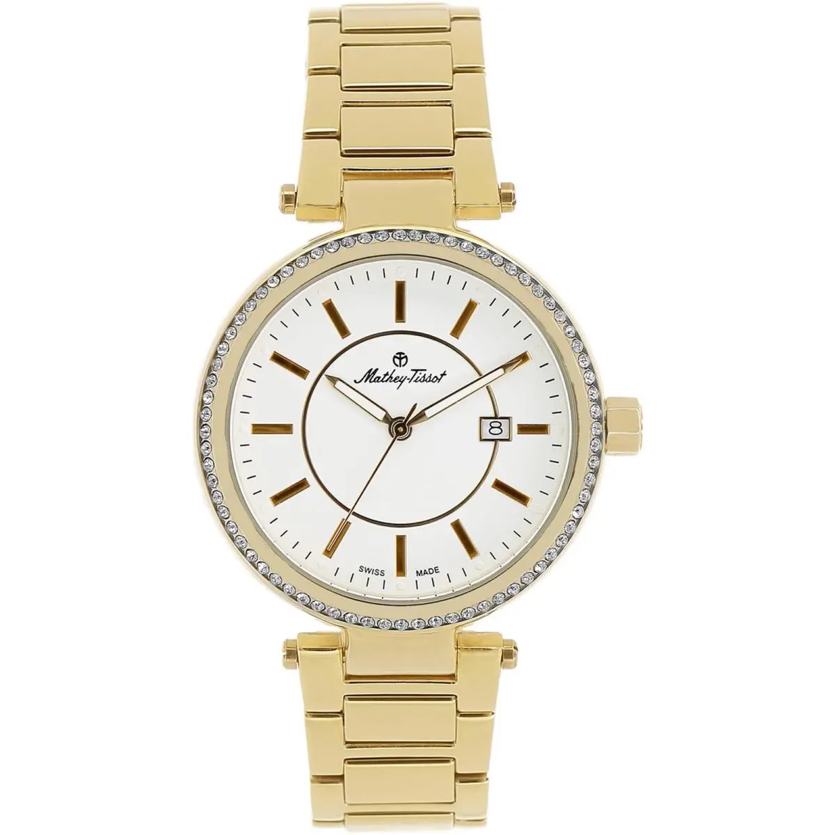Mathey Tissot Women`s Watch Classic White Dial Yellow Gold Bracelet H610PI
