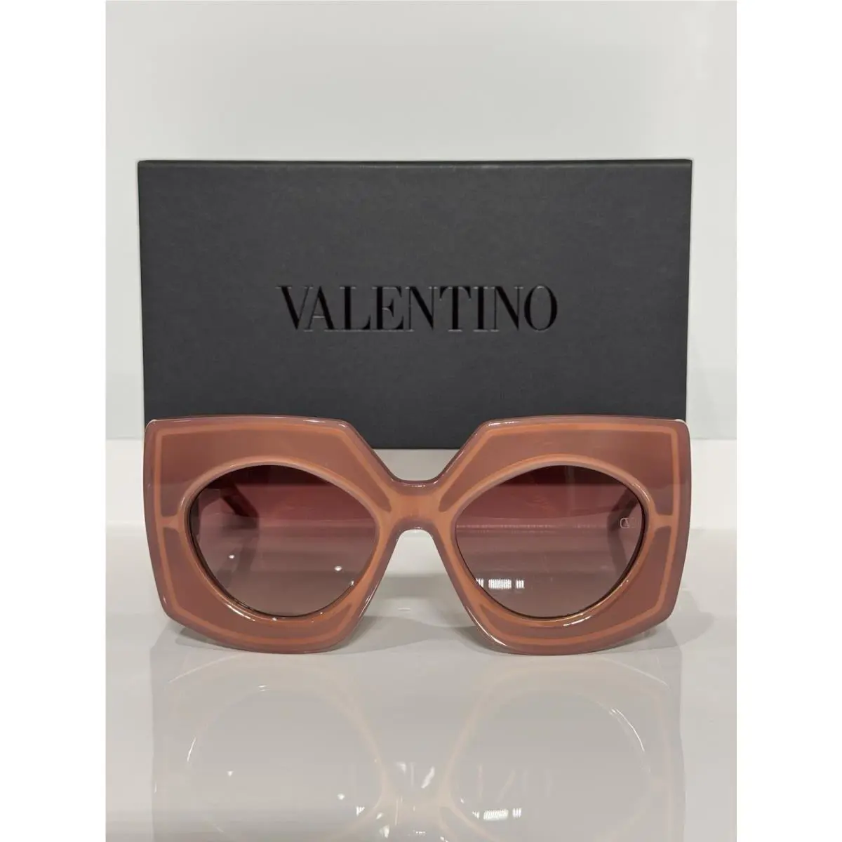 Valentino V-soul VLS-127B-53 Pink Acetate Gold Chunky Sunglasses