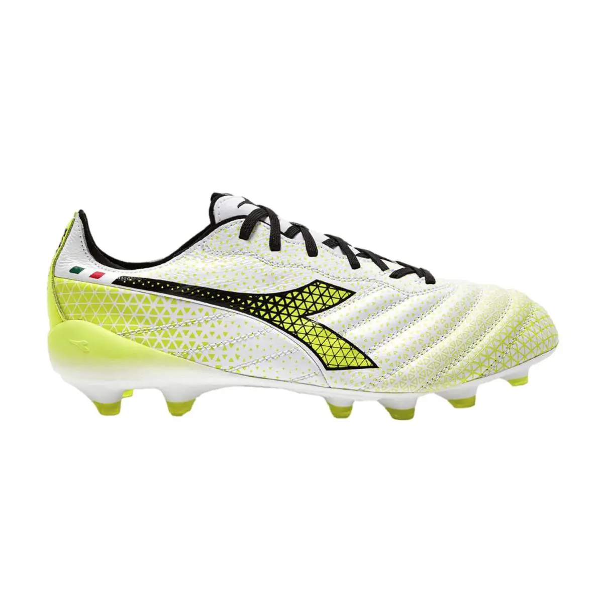 Diadora Brasil Elite Tech GR Ita Lpx Men FG Soccer Shoes White/black/yellow 10.5