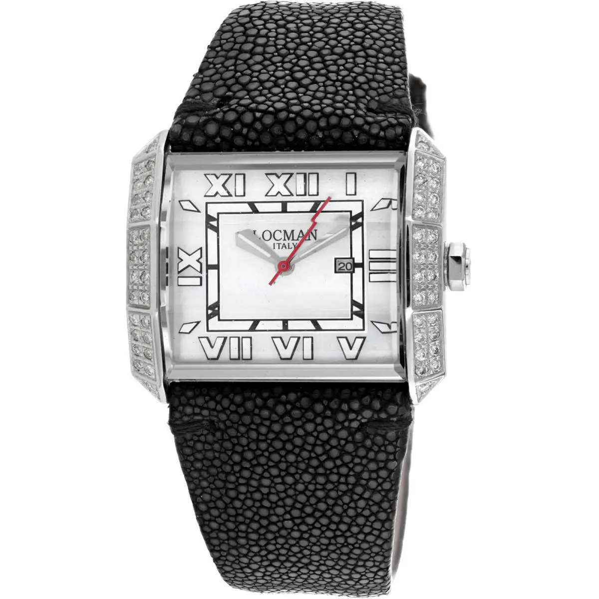 Locman Women`s Watch Classic Silver Dial Black Leather Strap 232MOPWHDC/BK Stg by Locman Italy
