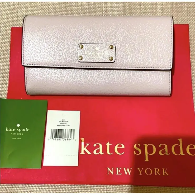 Kate Spade Leather Jean Wellesley Wallet with Back Slip in Perfect Pink Color