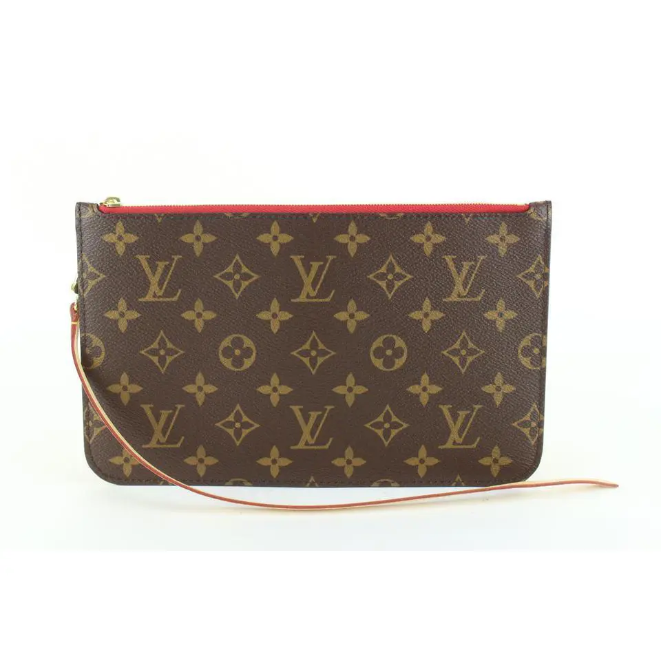 Cherry Red Monogram Neverfull Pochette GM or MM 13lz89s by Louis Vuitton