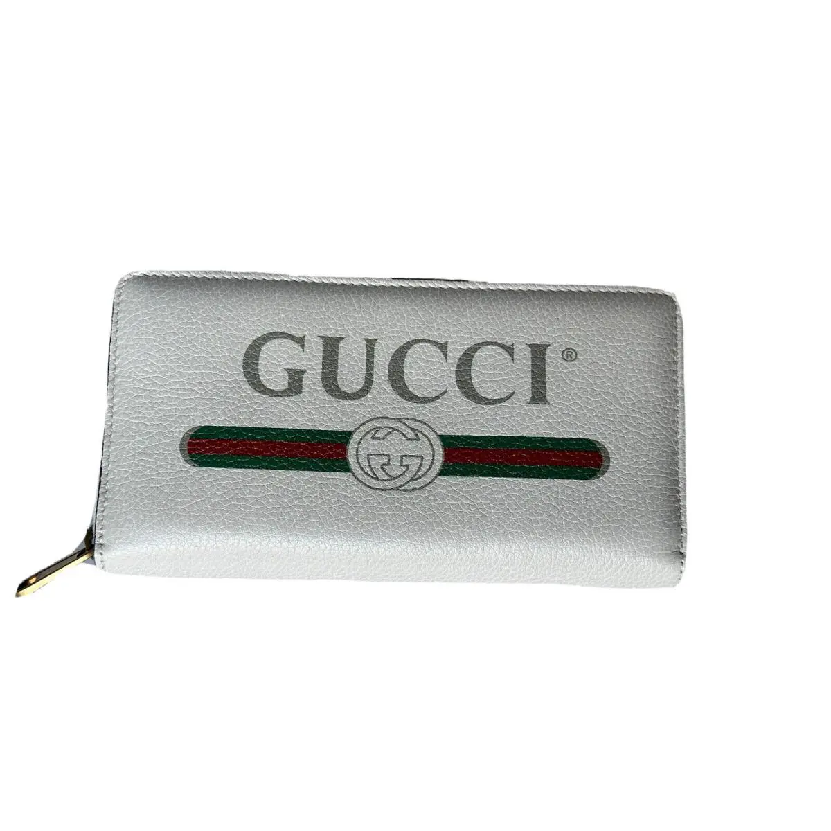 Gucci G Web Gucci Print Zip Around Ivory Card Medium Wallet 496317 Italy