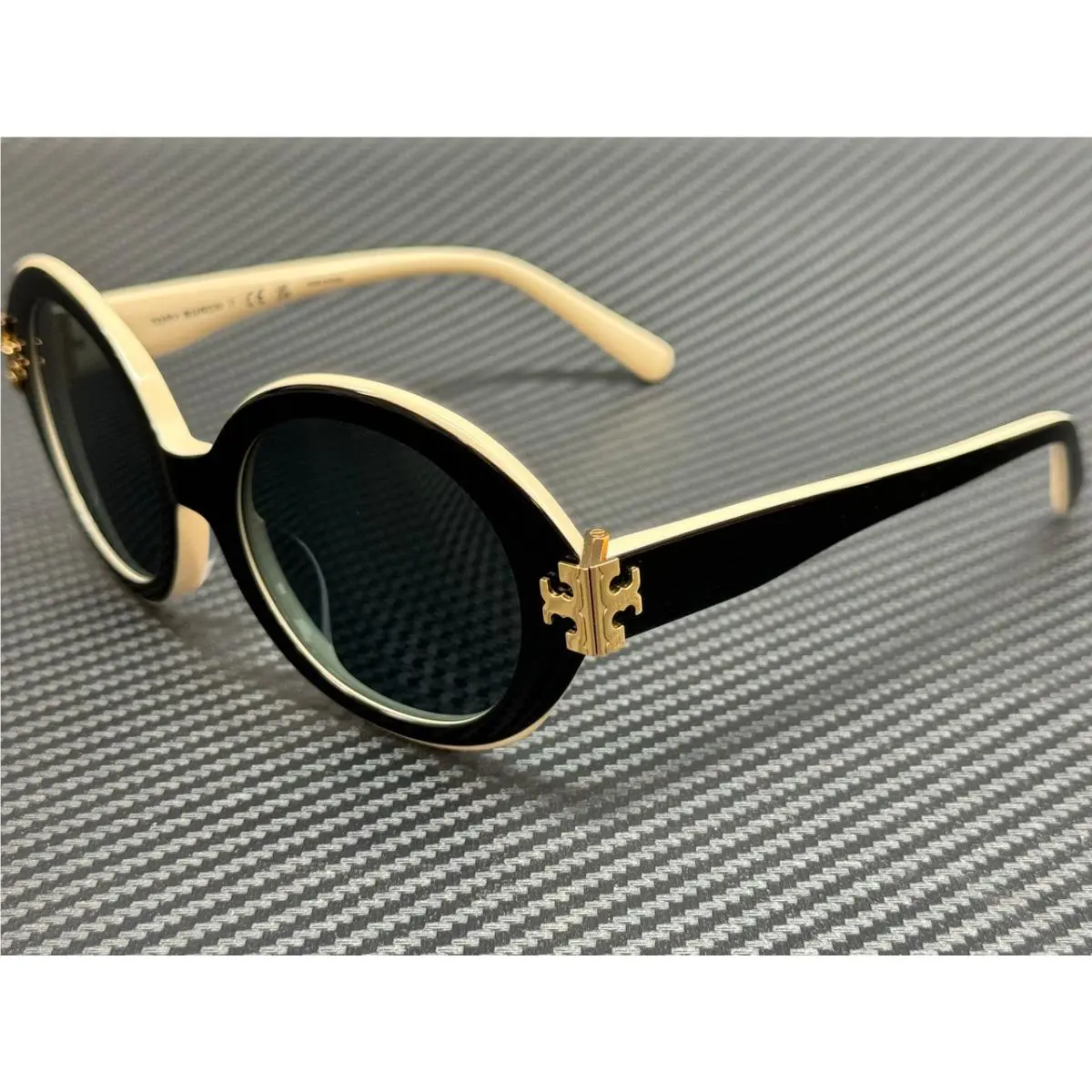 Tory Burch TY7210U 198887 Black Ivory Grey Women`s 52 mm Sunglasses
