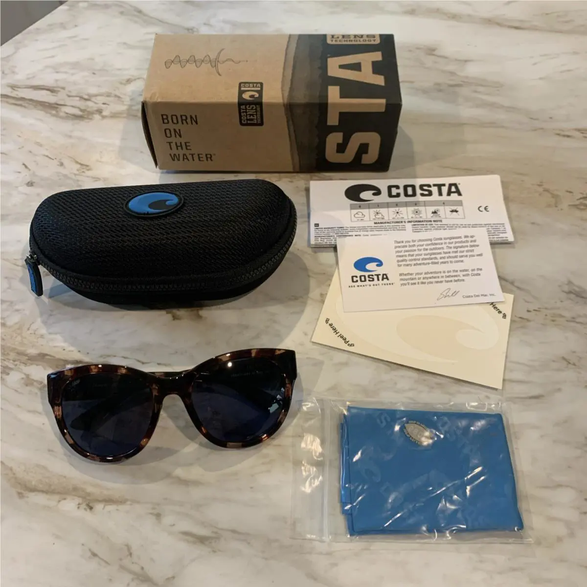 Costa Del Mar Maya Shiny Coral Tortoise Gray 580P Sunglasses 06S9011