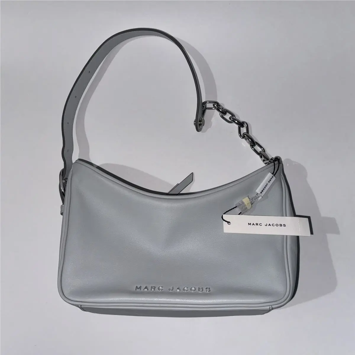 Marc Jacobs Shoulder Bag Purse Gray Leather Baguette